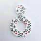 33mm BLACK & RED HEART Acrylic MINI HOOPS, with toppers