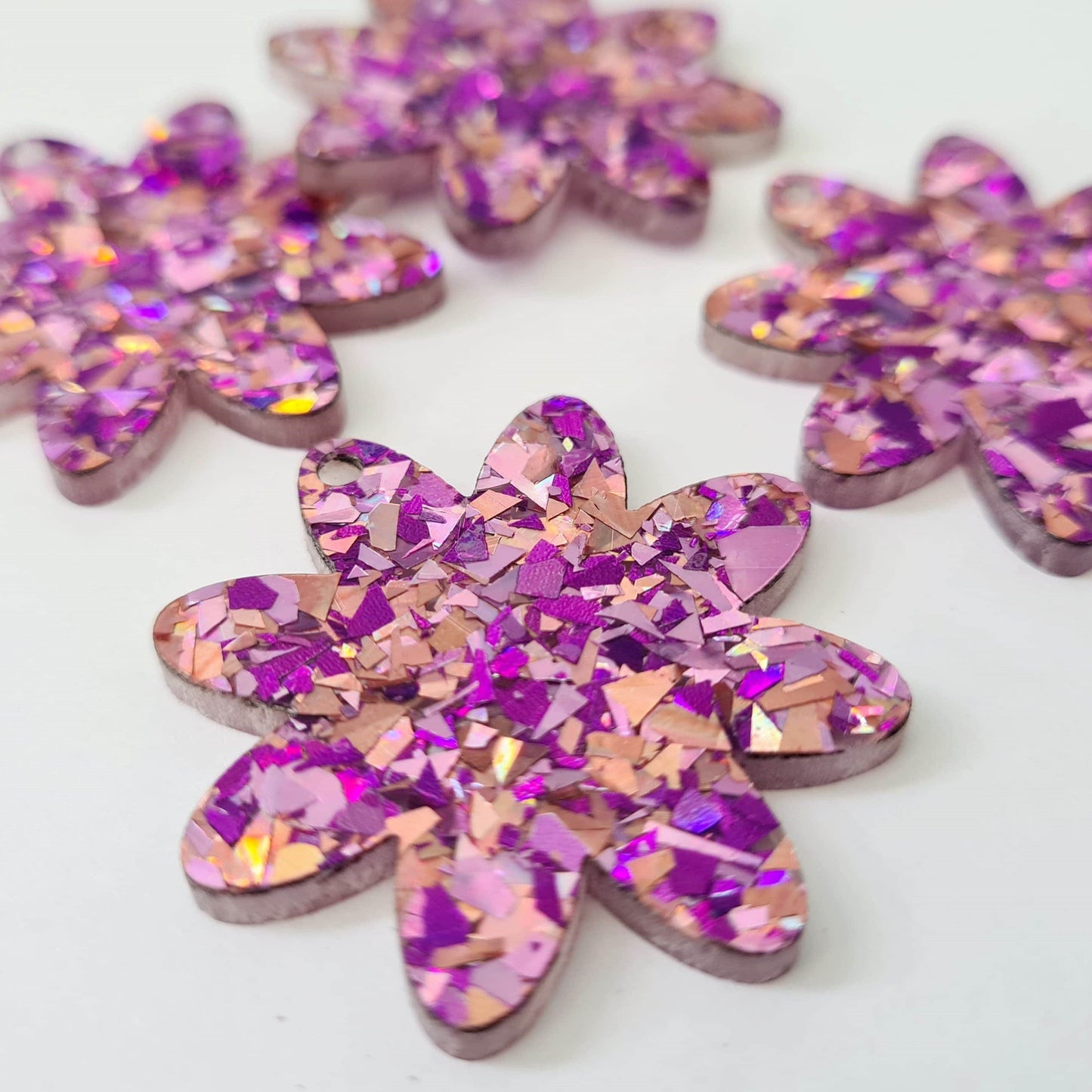 36mm CHUNKY UNICORN GLITTER Acrylic FLOWERS