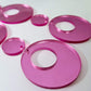 40mm PINK MIRROR Acrylic HOOPS, with toppers