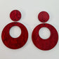 40mm DEEP RED MARBLE Acrylic HOOPS, with toppers