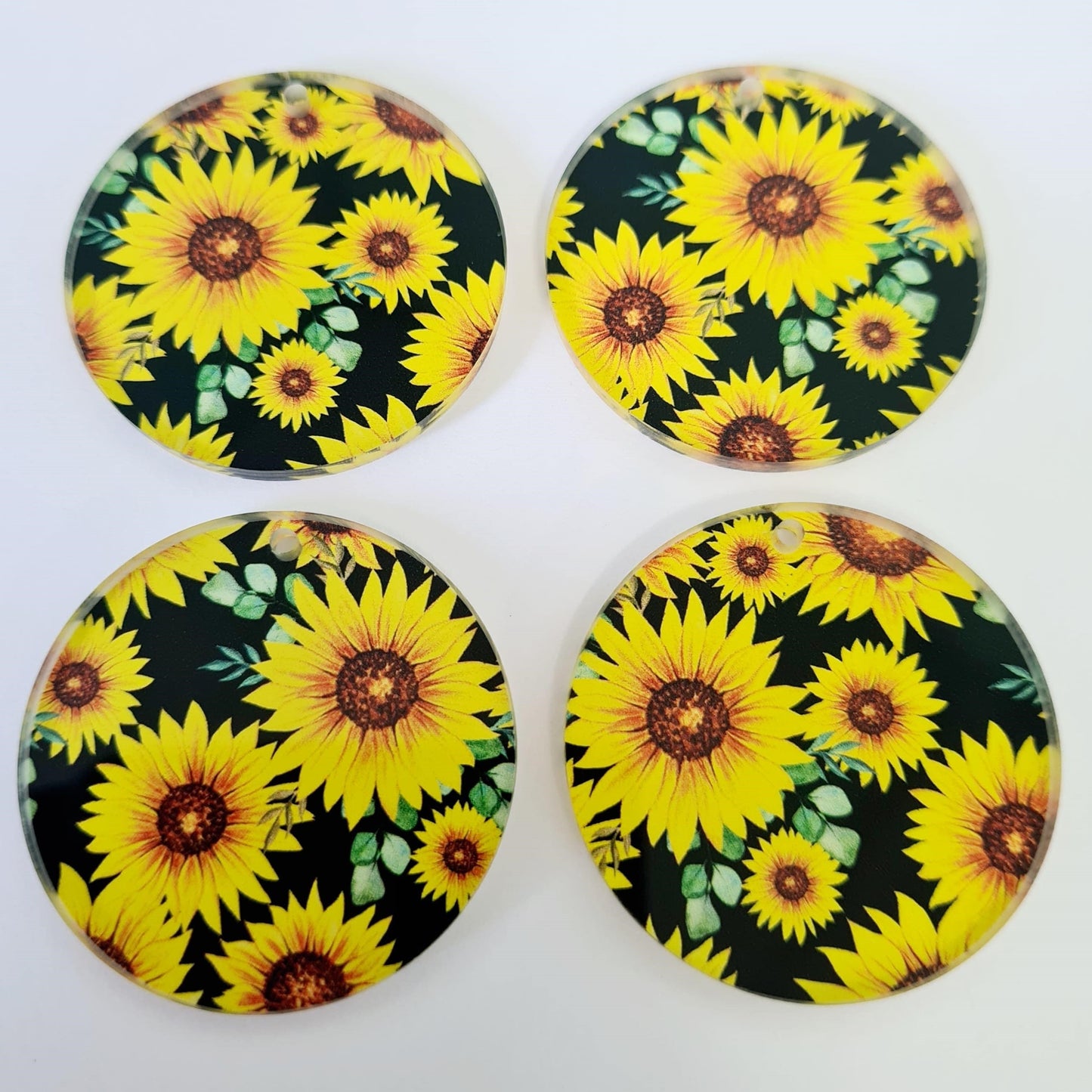 38mm BLACK SUNFLOWER Acrylic DANGLES