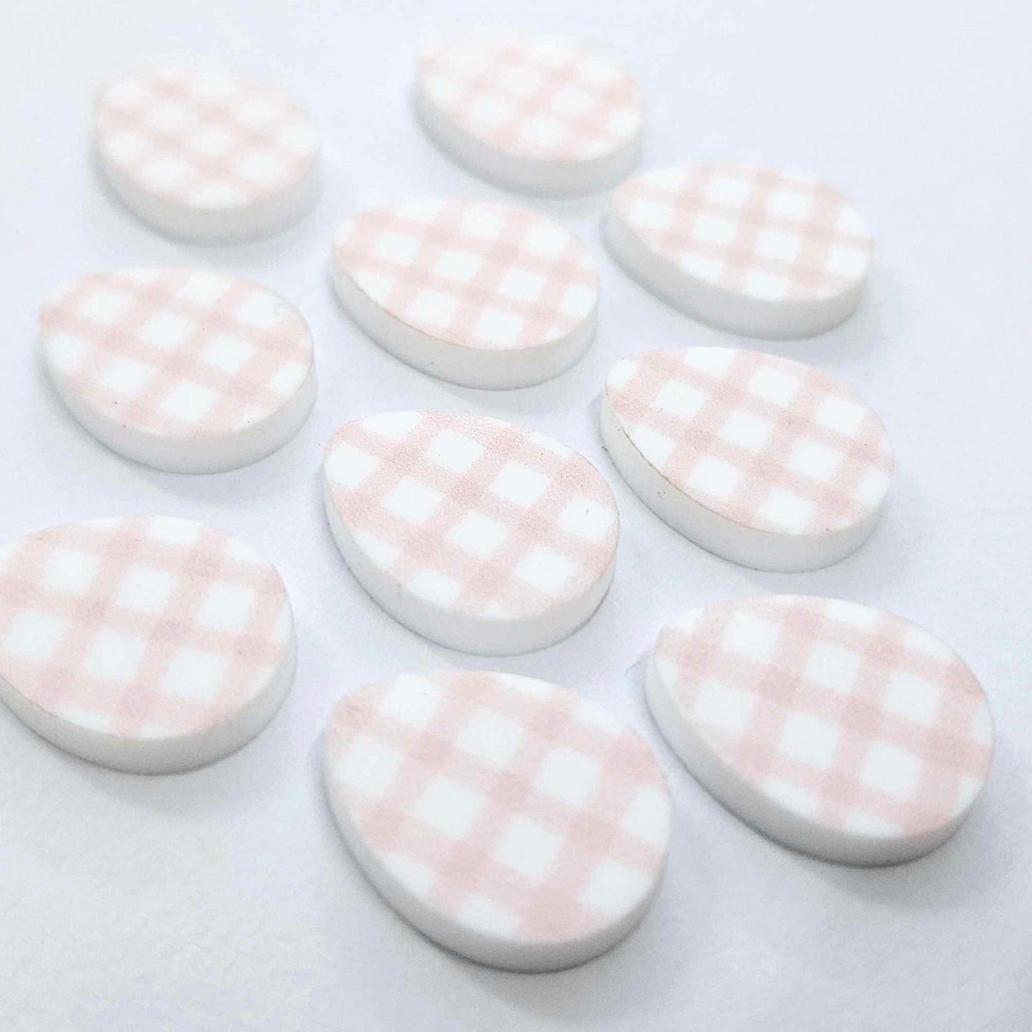 16mm PINK GINGHAM Acrylic EGGS