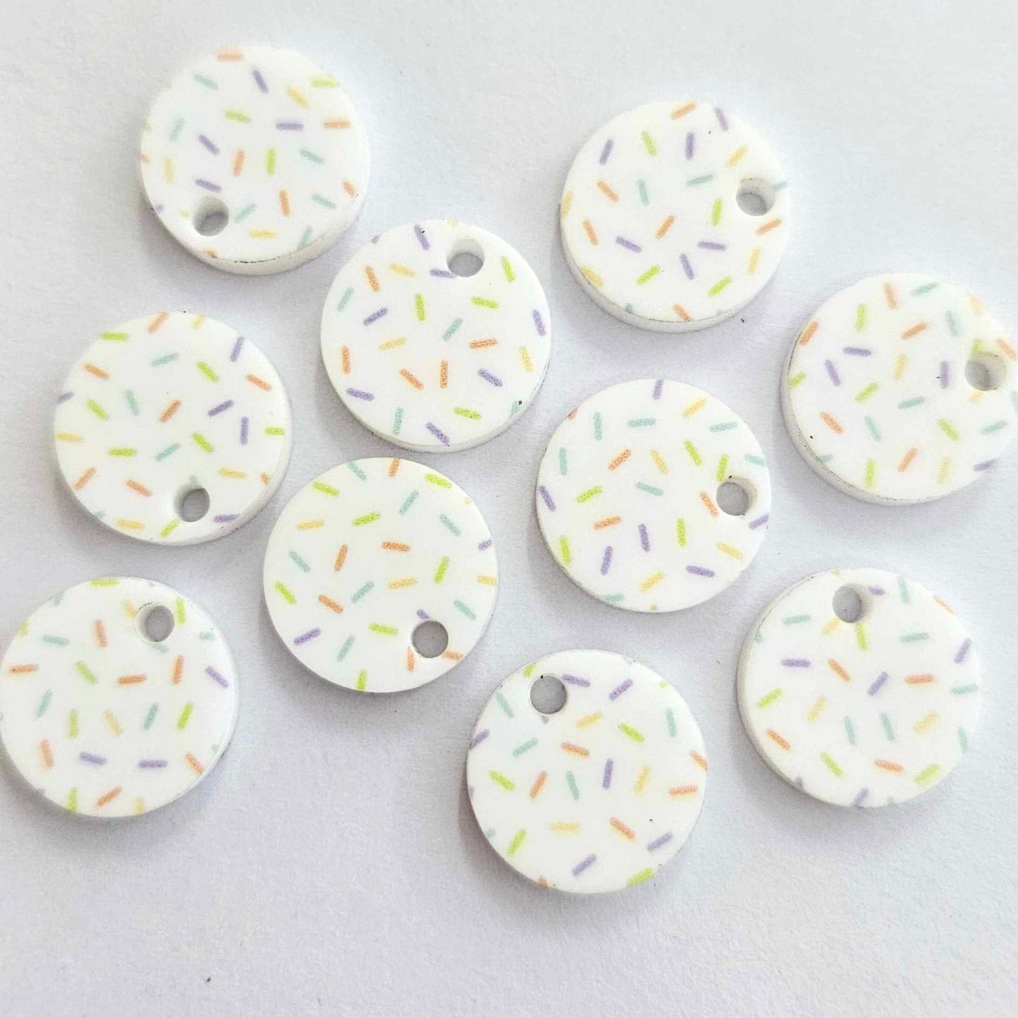 14mm WHITE SPRINKLE Acrylic Toppers/Studs