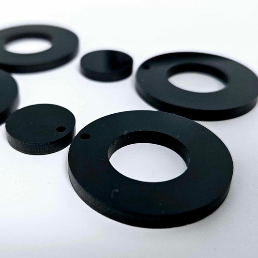 33mm GLOSSY BLACK Acrylic MINI HOOPS, with toppers