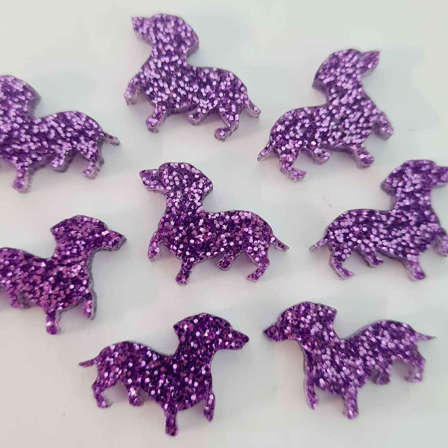 19mm PURPLE GLITTER Acrylic DACHSHUNDS