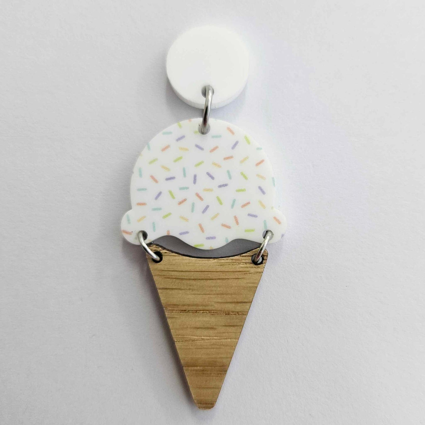 50mm WHITE SPRINKLE Acrylic SINGLE SCOOP ICE-CREAM