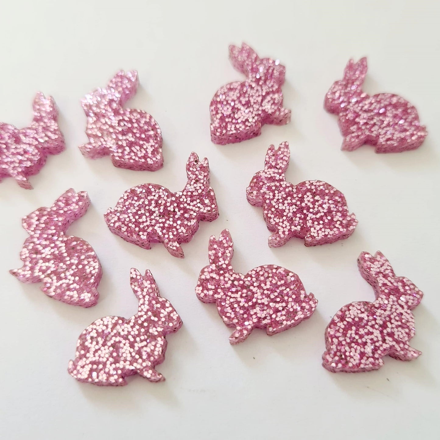 15mm PINK GLITTER Acrylic BUNNIES