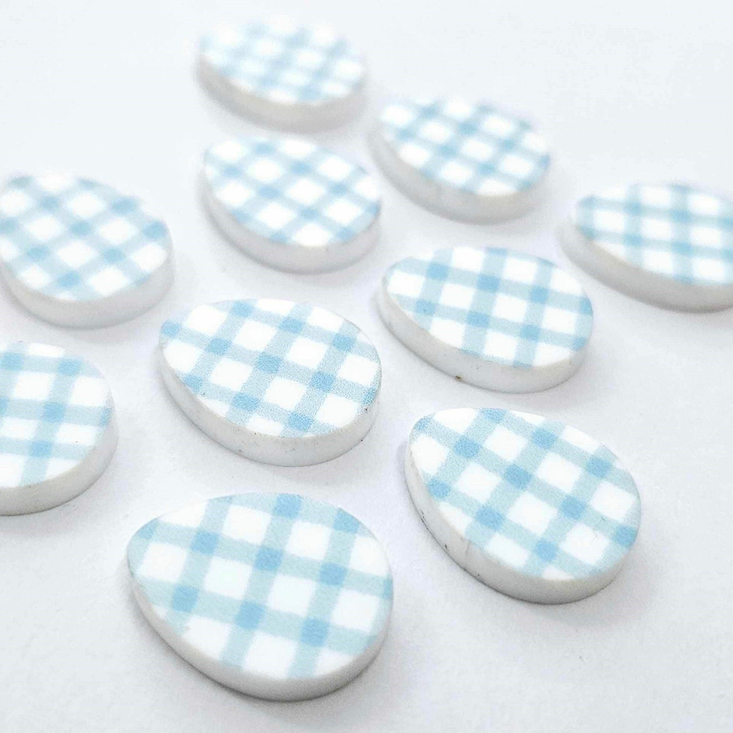 16mm BLUE GINGHAM Acrylic EGGS