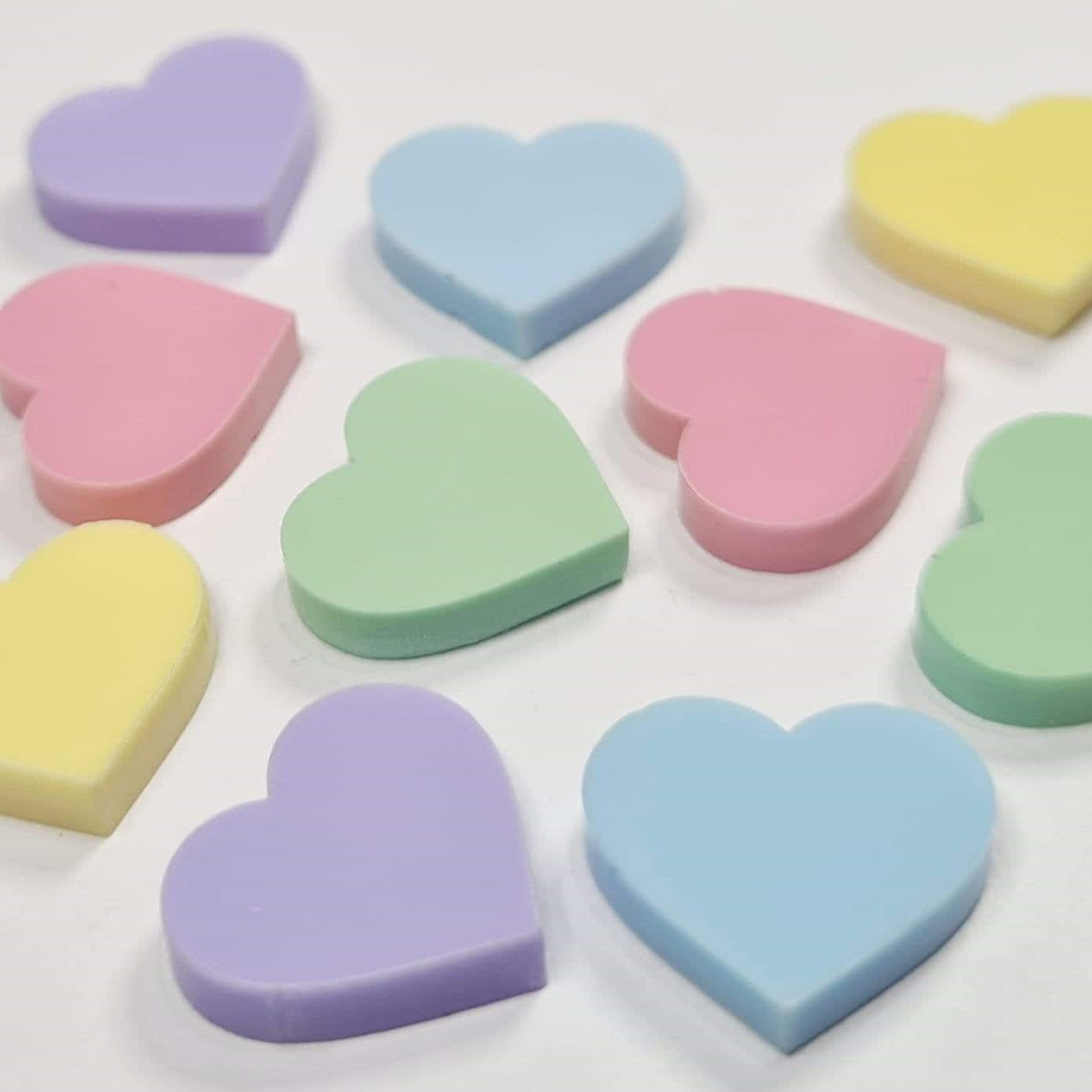 14mm PASTEL Acrylic HEART Toppers/Studs MIXED PACK