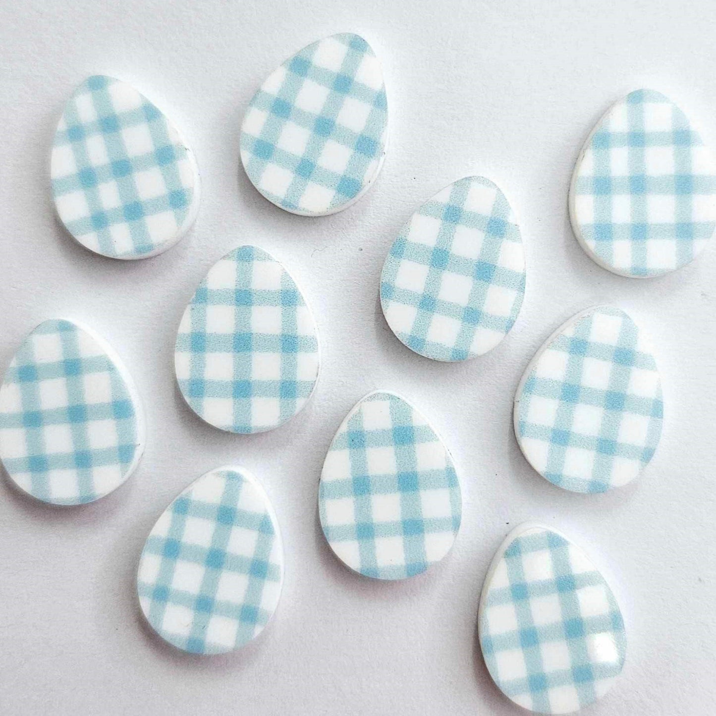 16mm BLUE GINGHAM Acrylic EGGS