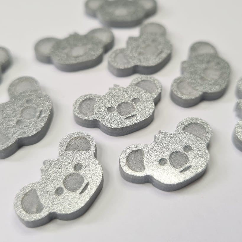 20mm GREY SILVER GLITTER Acrylic KOALAS