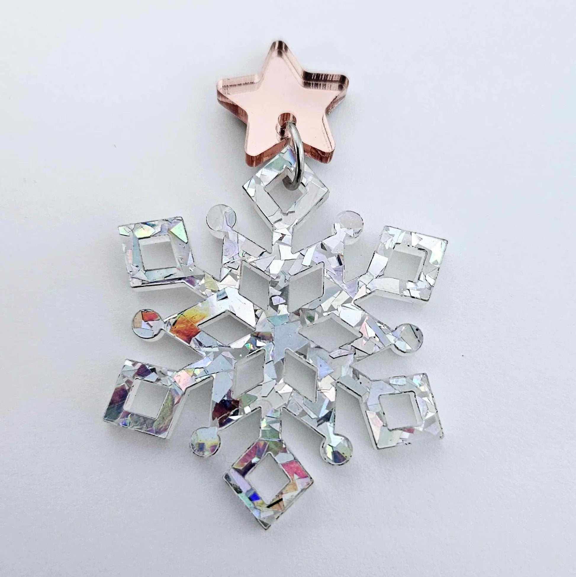 silver glitter holographic snowflake Christmas diy earring supplies laser cut acrylic dangles blanks