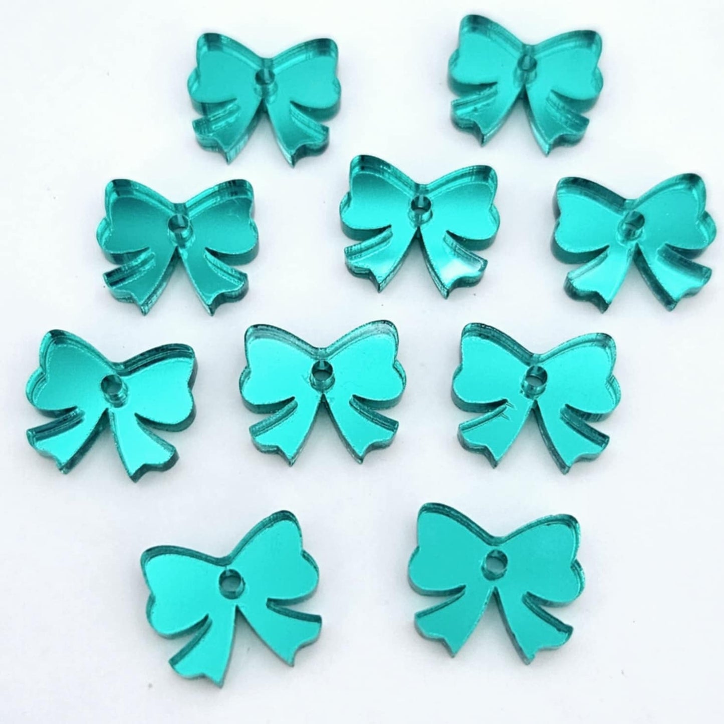 green mirror bows ribbon Christmas DIY earring supplies laser cut acrylic dangles blanks findings accompaniments