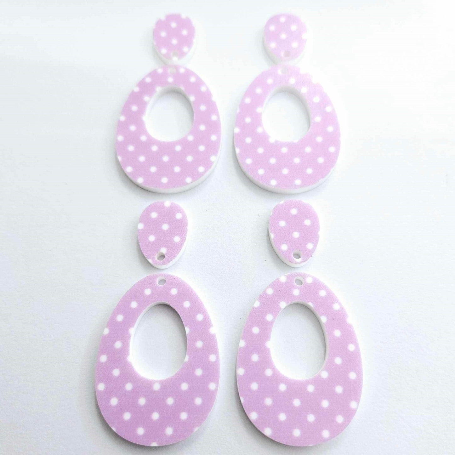 40mm PURPLE POLKA DOT Acrylic Dangles, with toppers