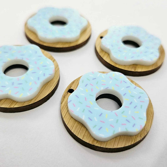 35mm OAK & BLUE SPRINKLE Acrylic DONUTS