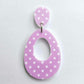 40mm PURPLE POLKA DOT Acrylic Dangles, with toppers