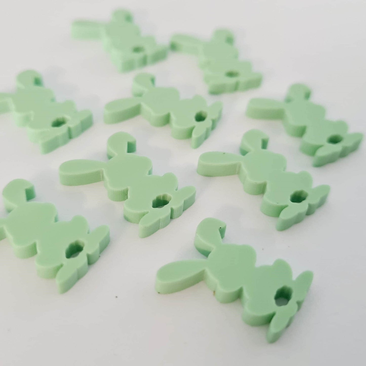 18mm PASTEL MINT Acrylic BUNNIES