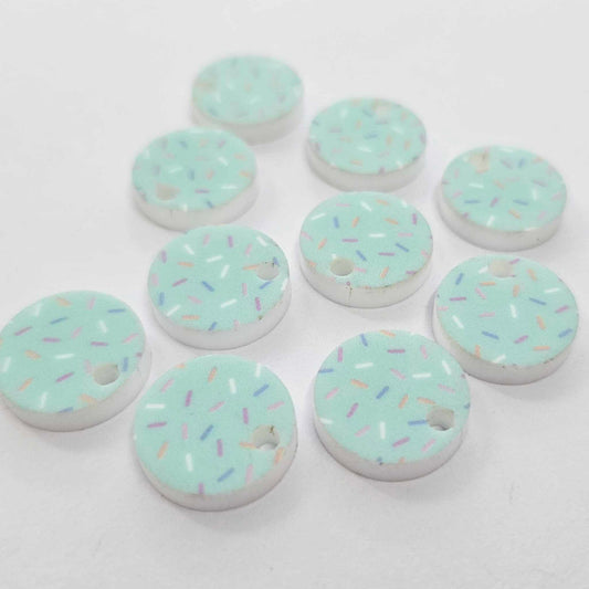 14mm AQUA SPRINKLE Acrylic Toppers/Studs