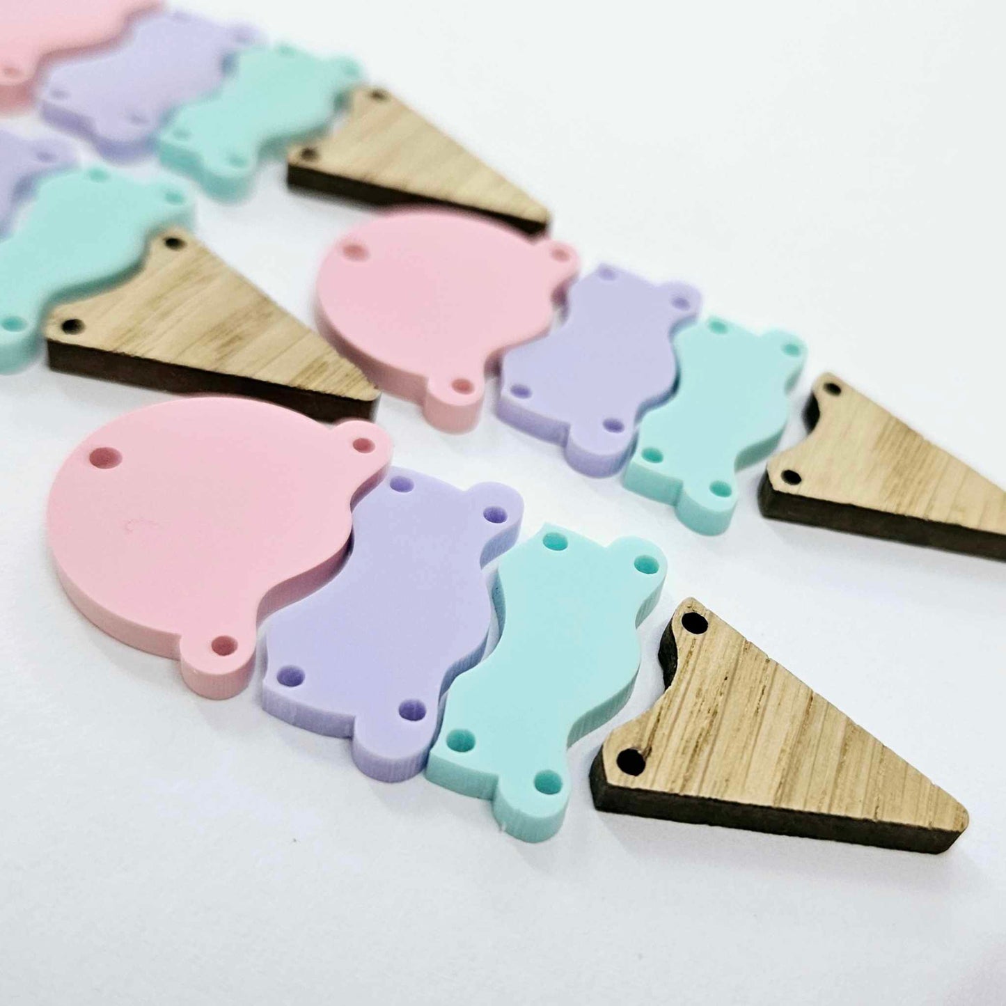 65mm Laser Cut PASTEL Acrylic TRIPLE SCOOP ICE-CREAM