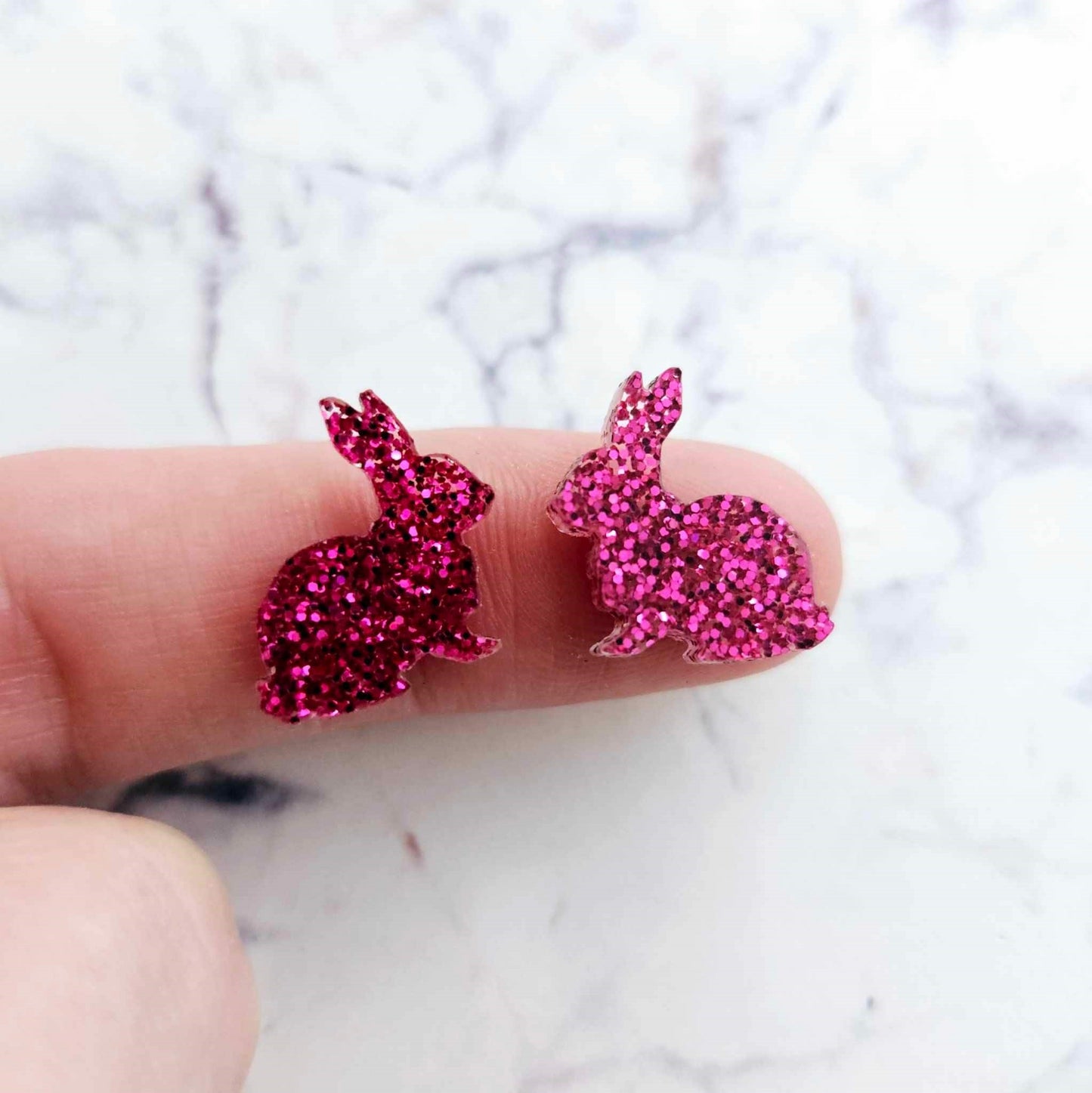 15mm HOT PINK GLITTER Acrylic BUNNIES