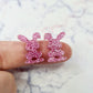 18mm PINK GLITTER Acrylic BUNNIES