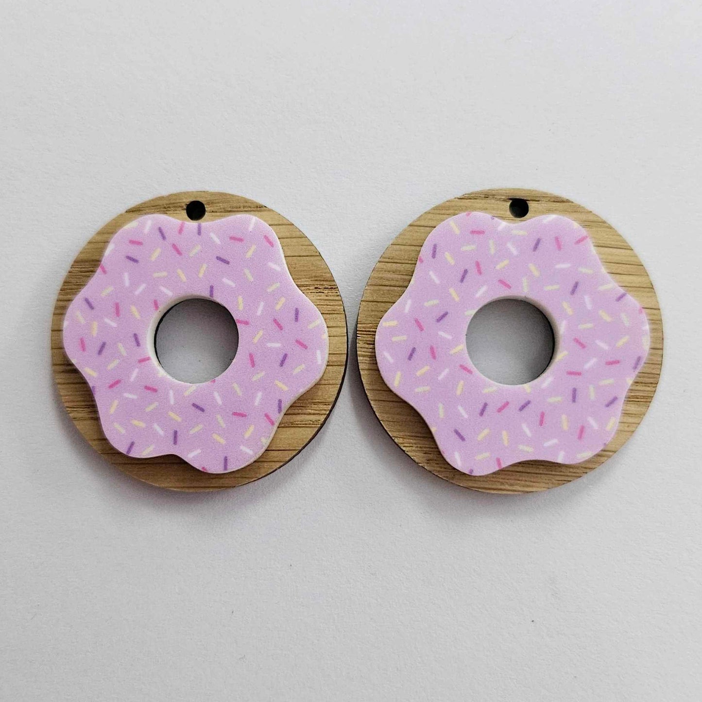 35mm OAK & PURPLE SPRINKLE Acrylic DONUTS