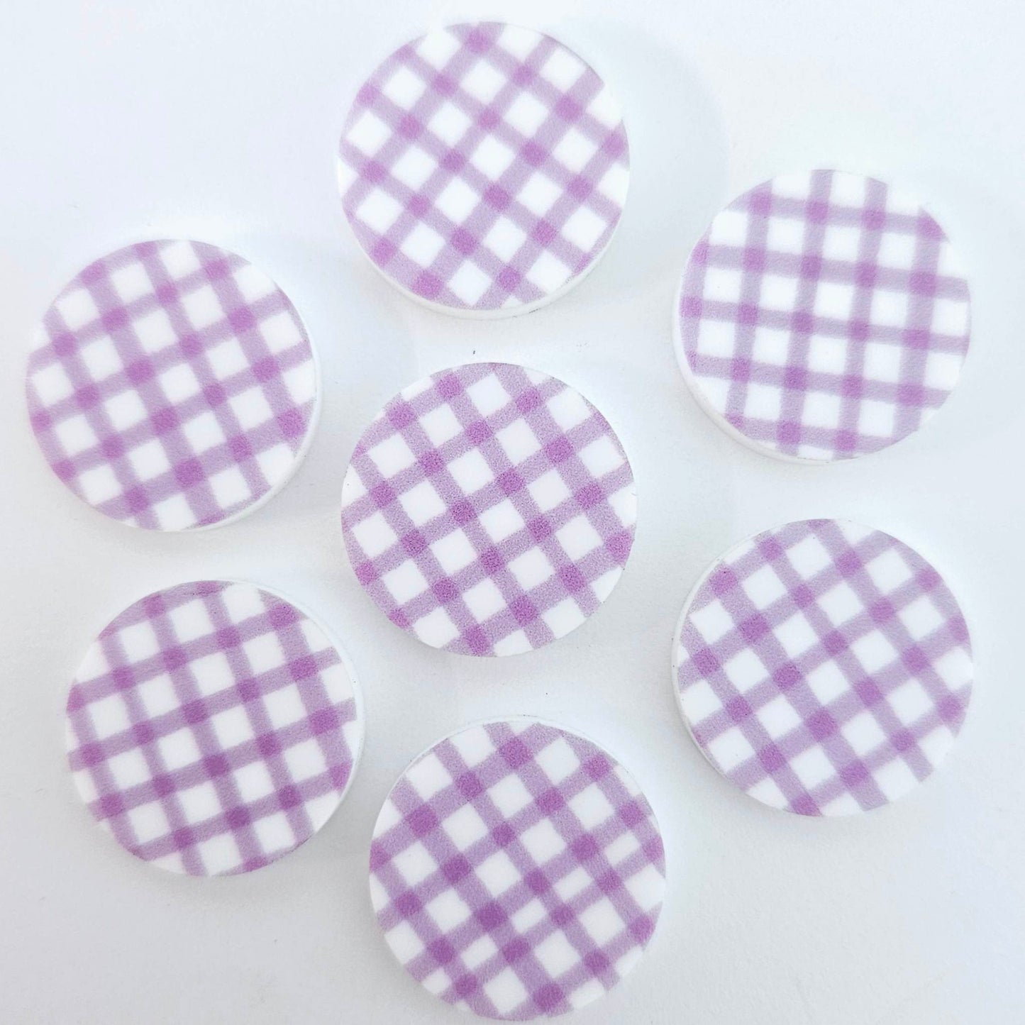 20mm PURPLE GINGHAM Acrylic CIRCLES.