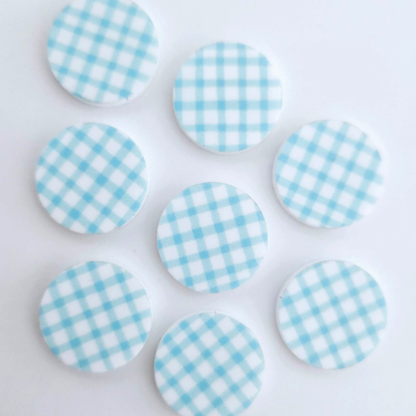 20mm BLUE GINGHAM Acrylic CIRCLES