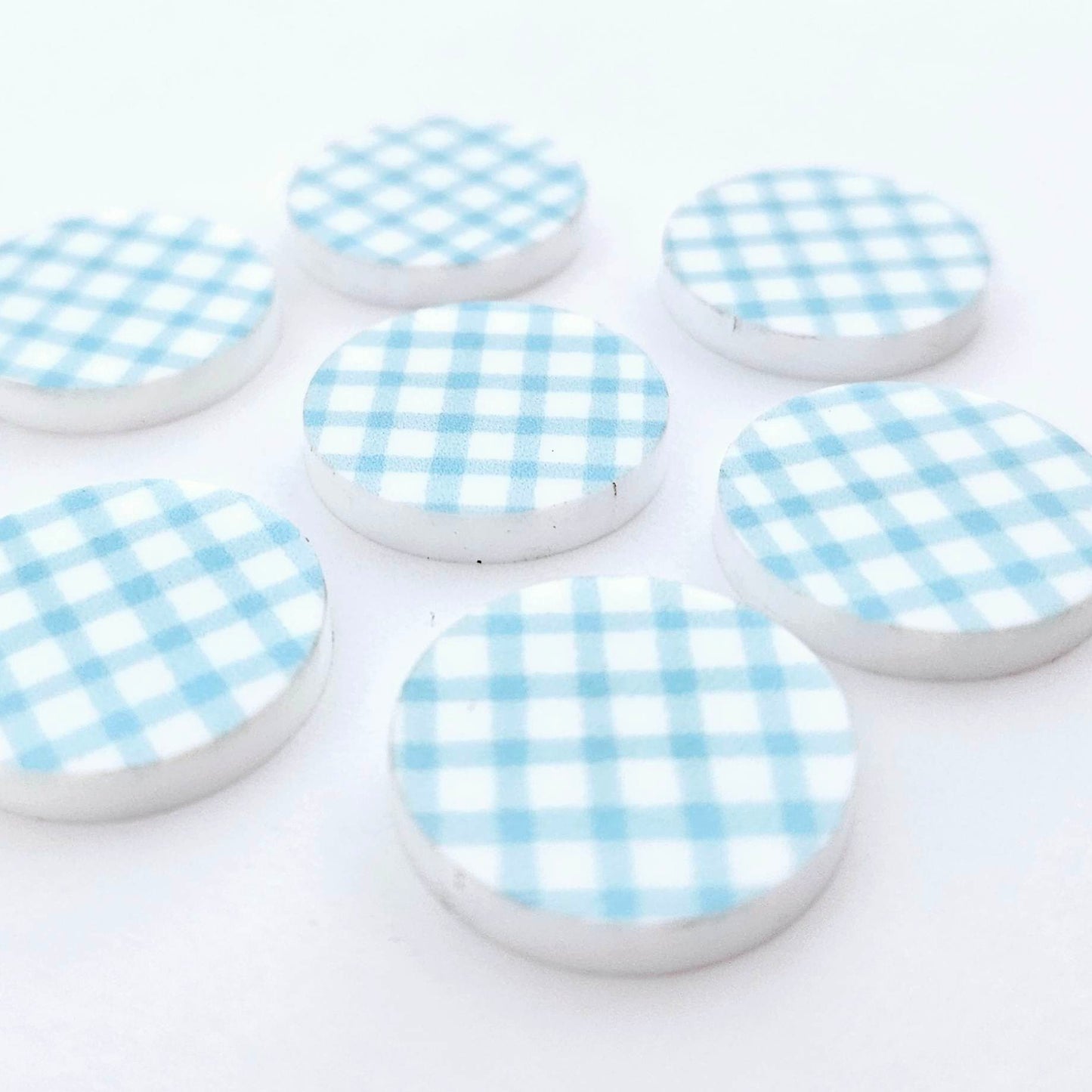 20mm BLUE GINGHAM Acrylic CIRCLES