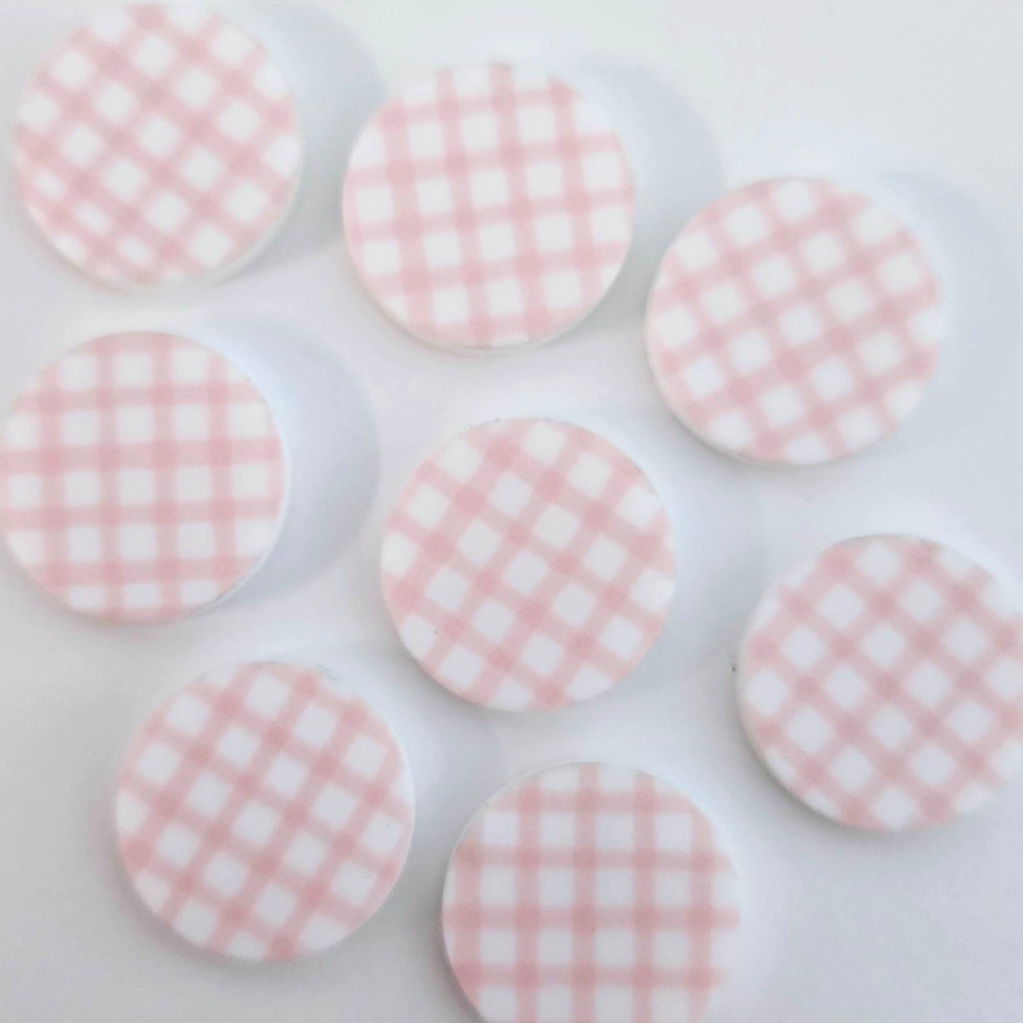 20mm PINK GINGHAM Acrylic CIRCLES