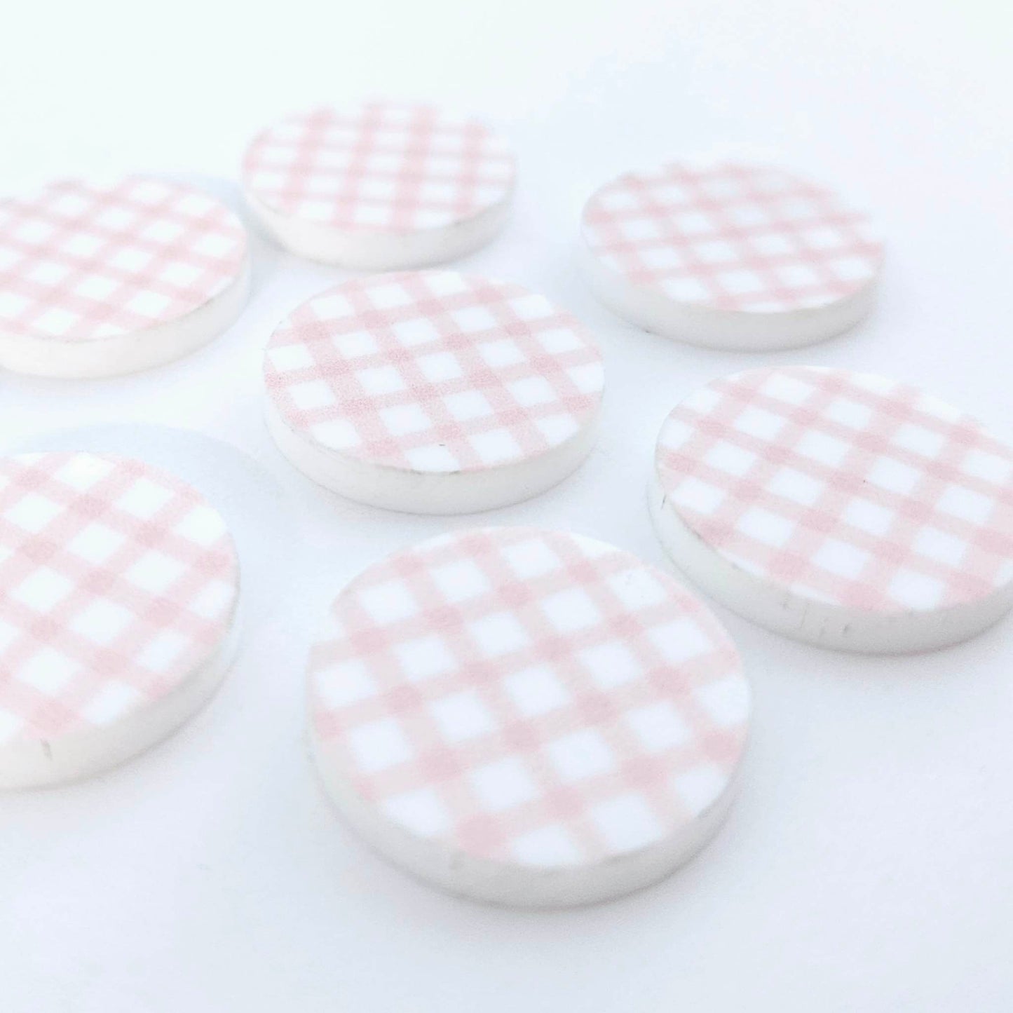 20mm PINK GINGHAM Acrylic CIRCLES