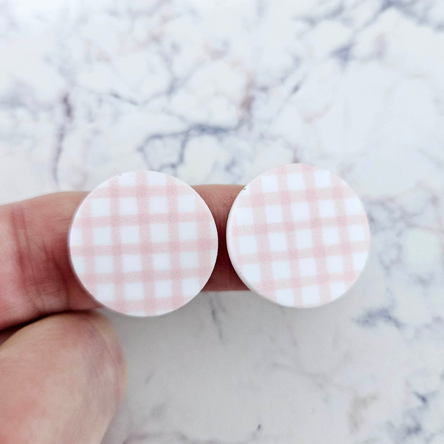 20mm PINK GINGHAM Acrylic CIRCLES