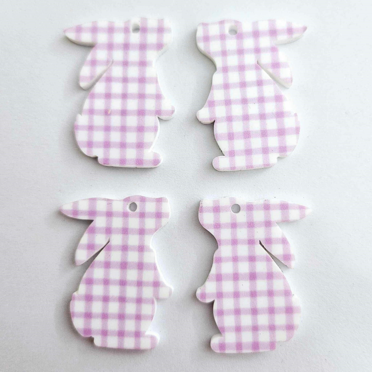 35mm PURPLE GINGHAM Acrylic BUNNIES.