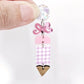 pastel gingham uv printed pink oak wood teacher pencil DIY earring supplies laser cut acrylic dangles blanks