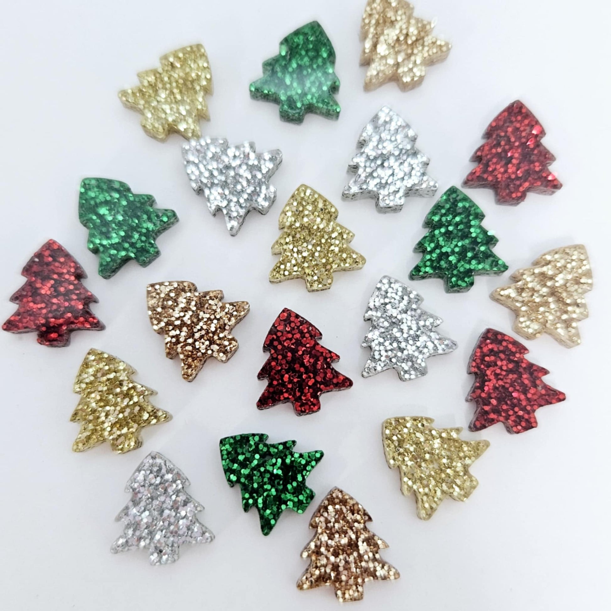 12mm kids Christmas tree green red silver gold rose gold glitter mixed pack DIY earring supplies laser cut acrylic studs blanks