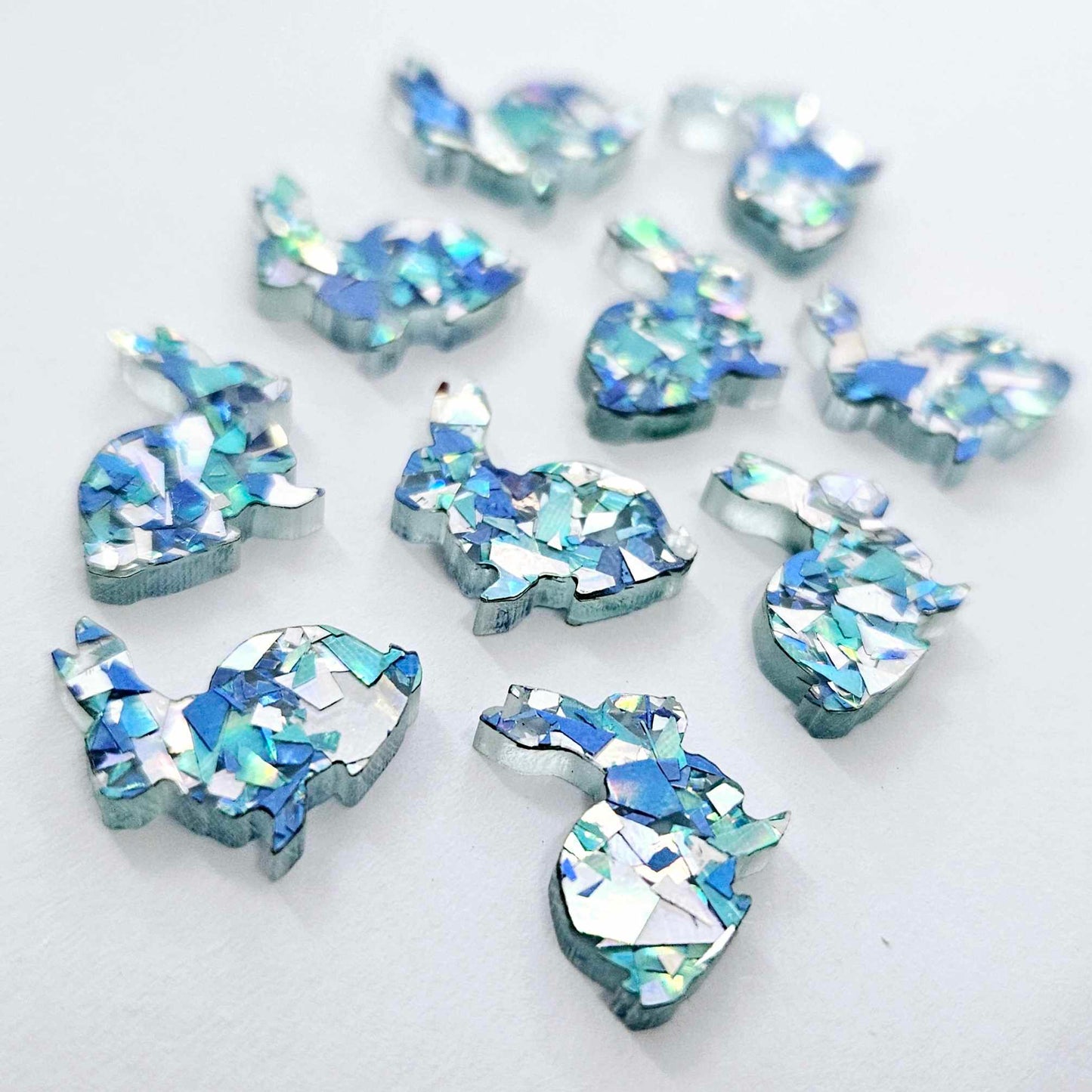 15mm AQUA GLITTER Acrylic BUNNIES