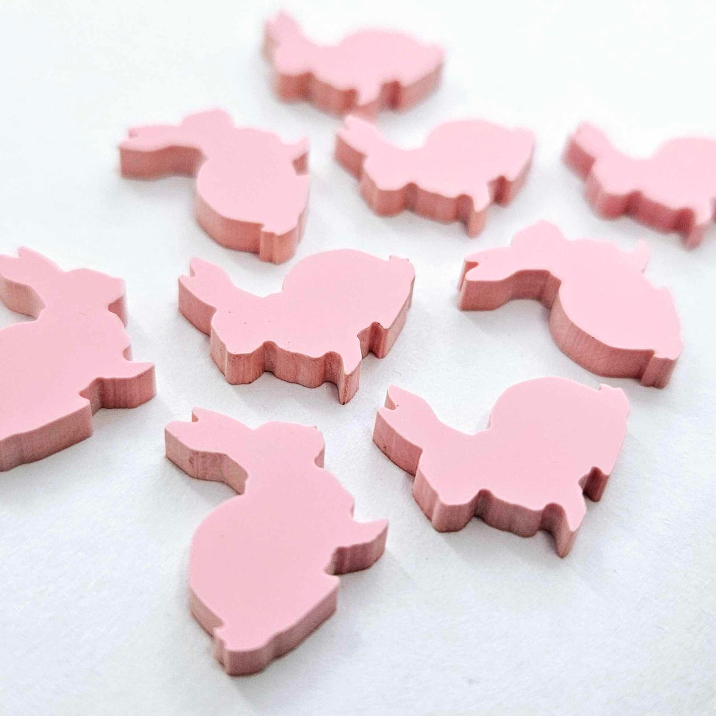 15mm PASTEL PINK Acrylic BUNNIES