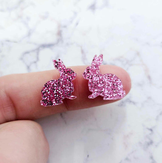 15mm PINK GLITTER Acrylic BUNNIES