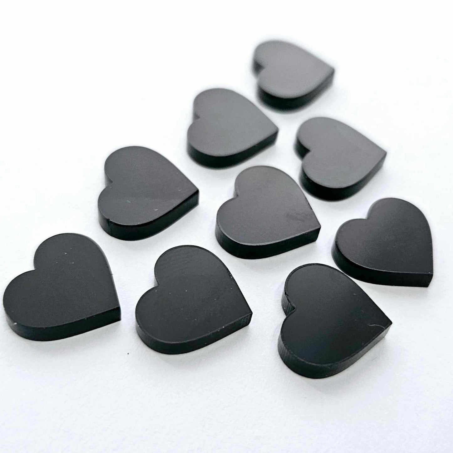 14mm GLOSSY BLACK Acrylic HEARTS