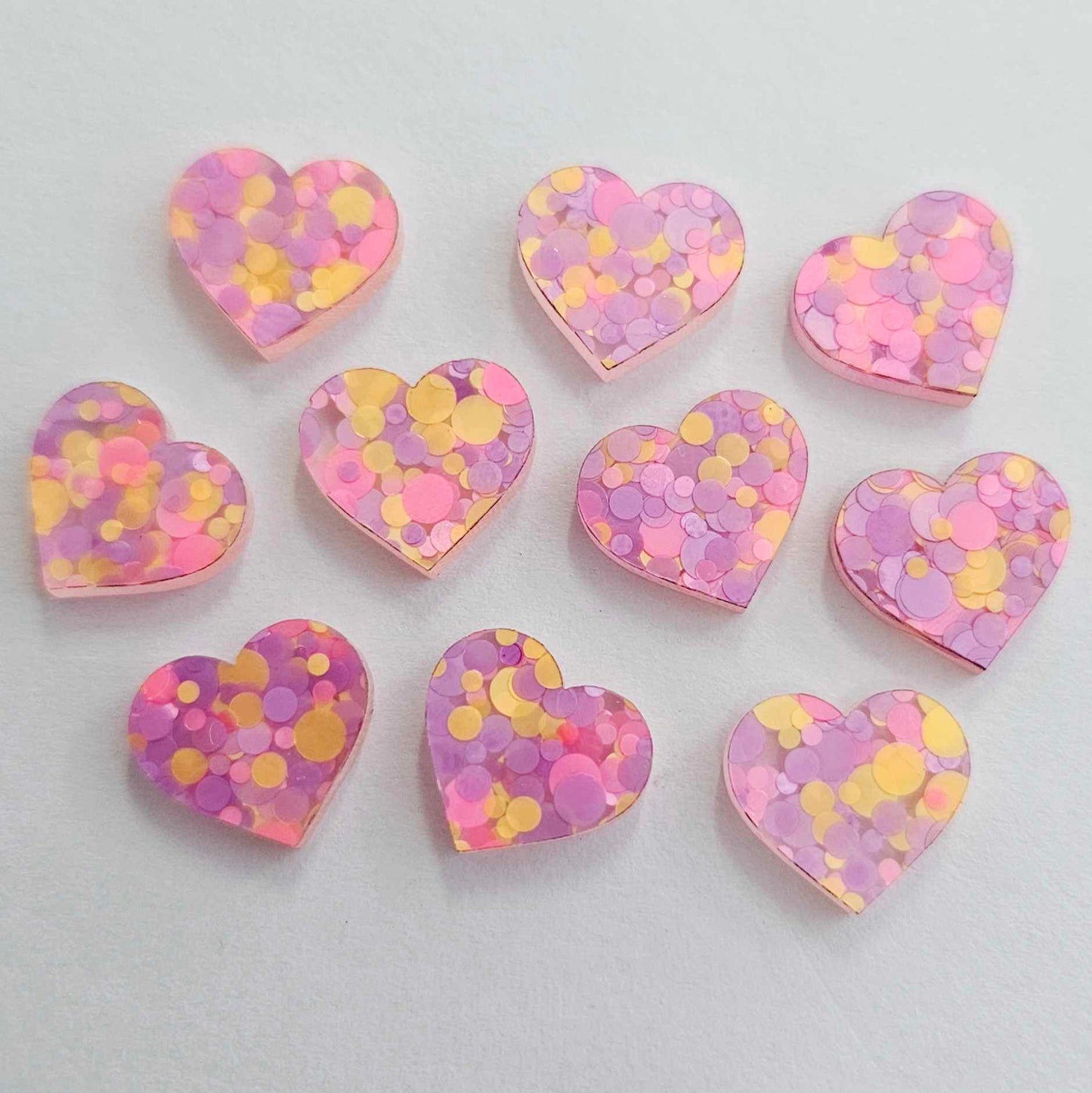 14mm FLUORESCENT CONFETTI Acrylic HEARTS