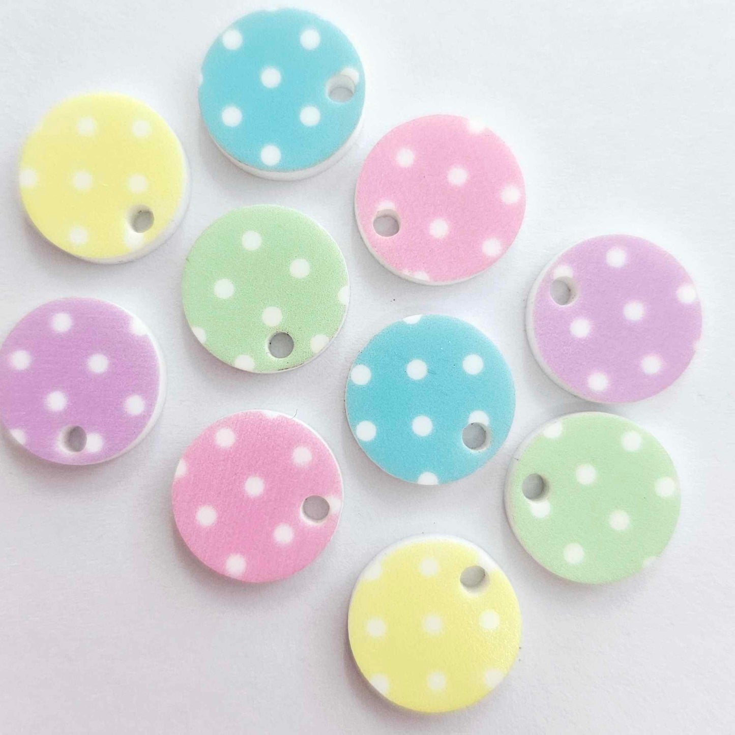 14mm PASTEL POLKA DOT Acrylic MIXED PACK Toppers/Studs