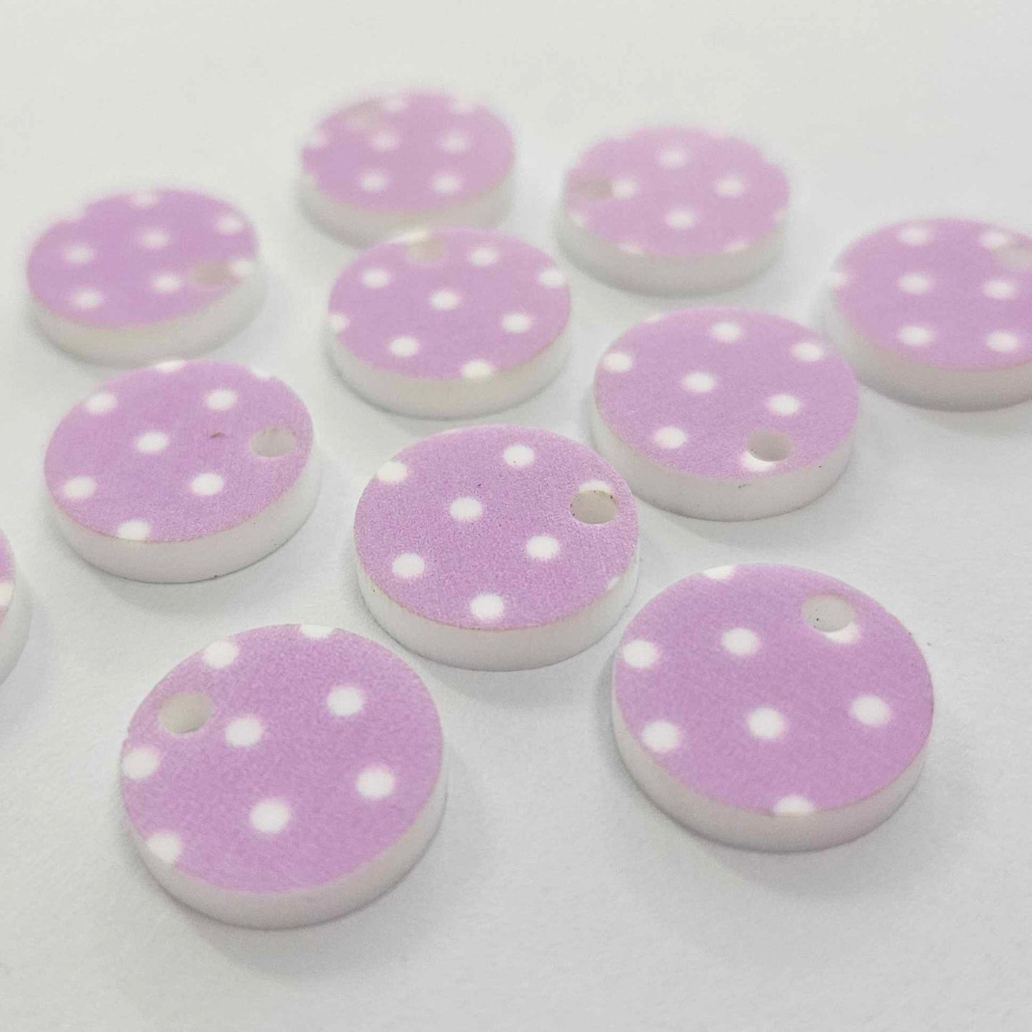 14mm PURPLE POLKA DOT Acrylic Toppers/Studs