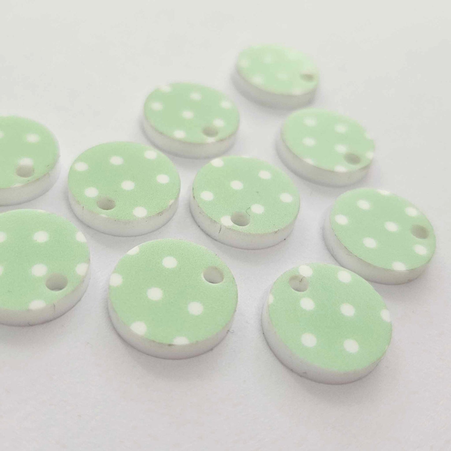 14mm GREEN POLKA DOT Acrylic Toppers/Studs