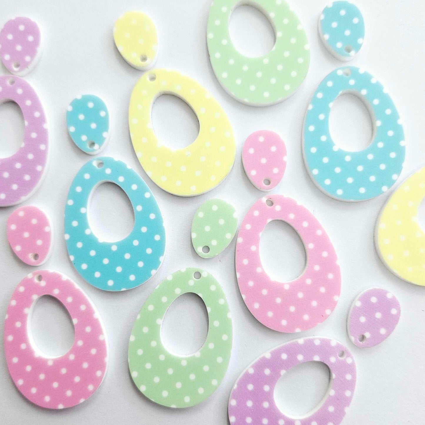 40mm PASTEL POLKA DOT Acrylic Dangles MIXED PACK with Toppers