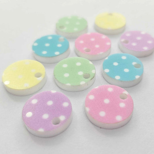 14mm PASTEL POLKA DOT Acrylic MIXED PACK Toppers/Studs