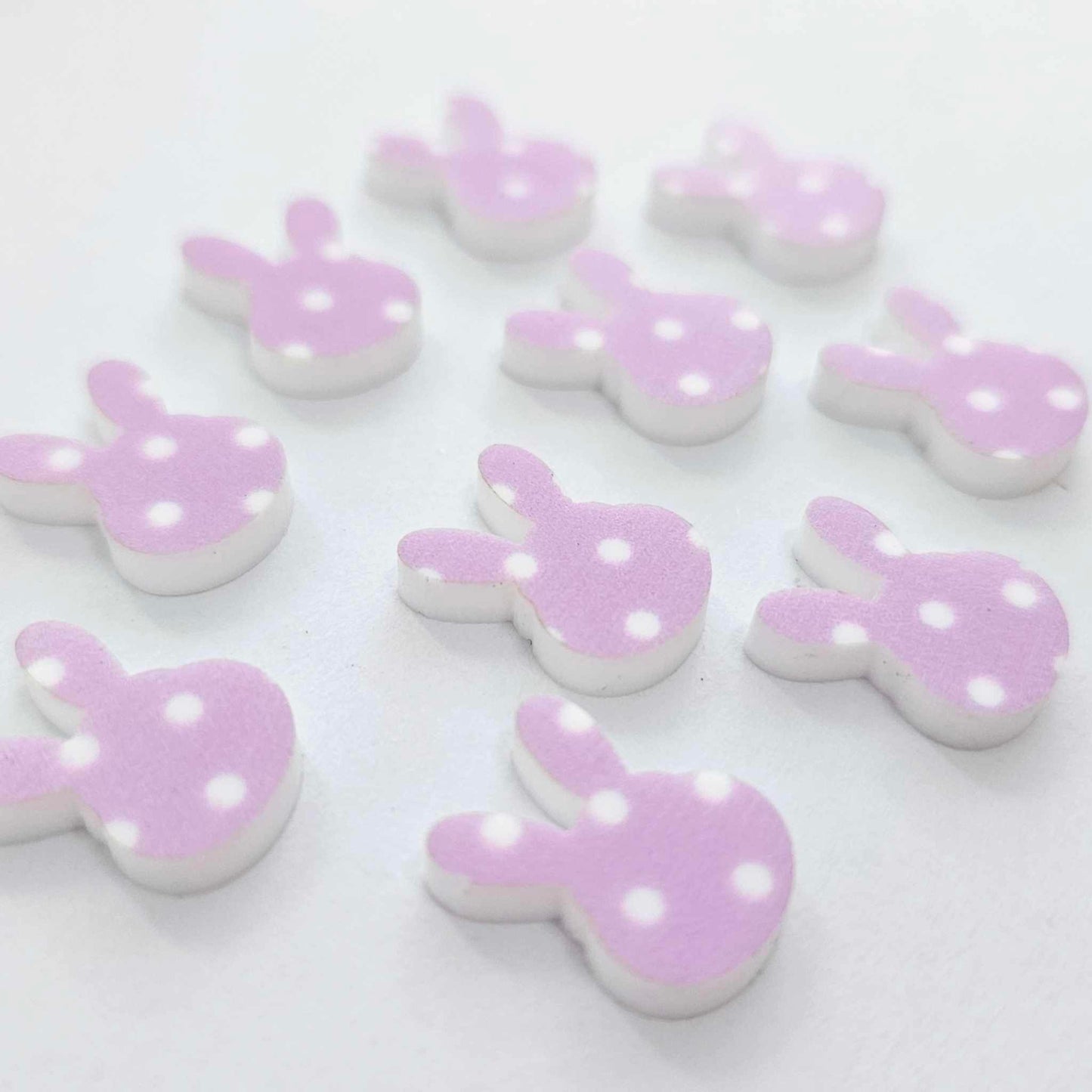 14mm PURPLE POLKA DOT Acrylic MINI BUNNIES