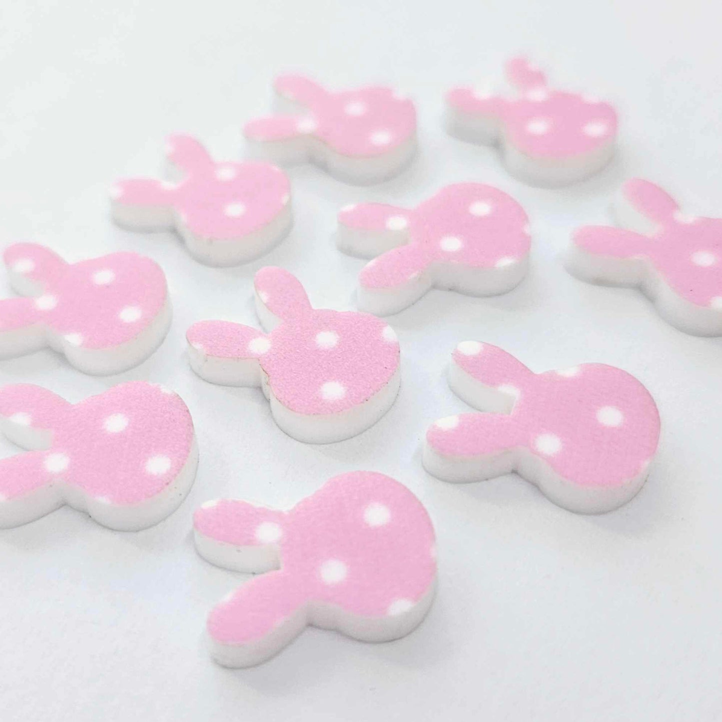 14mm PINK POLKA DOT Acrylic MINI BUNNIES