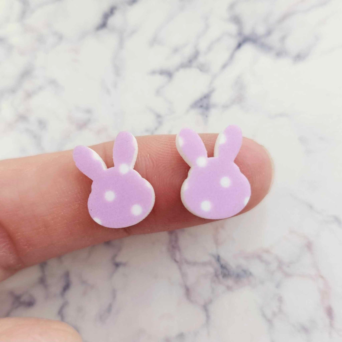 14mm PURPLE POLKA DOT Acrylic MINI BUNNIES