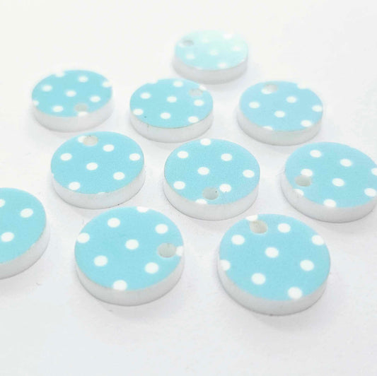 14mm BLUE POLKA DOT Acrylic Toppers/Studs