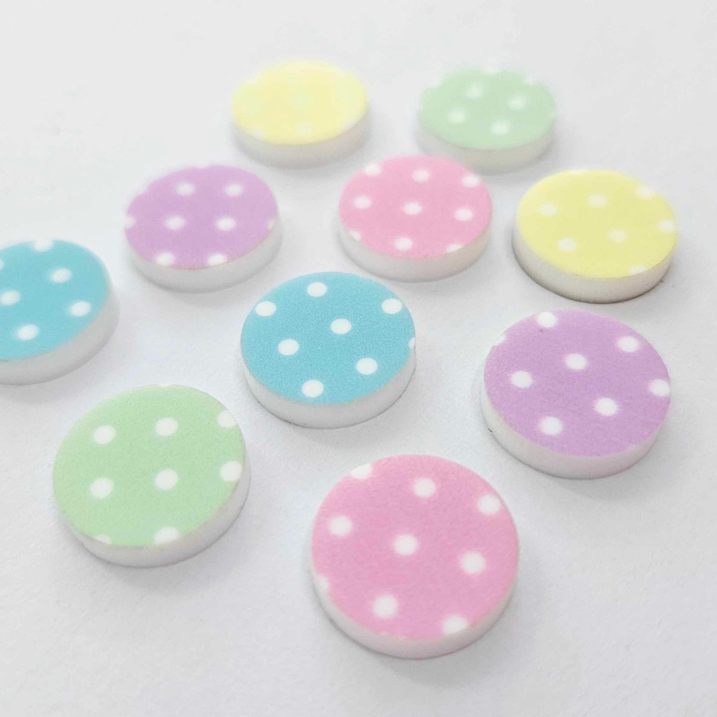 14mm PASTEL POLKA DOT Acrylic MIXED PACK Toppers/Studs